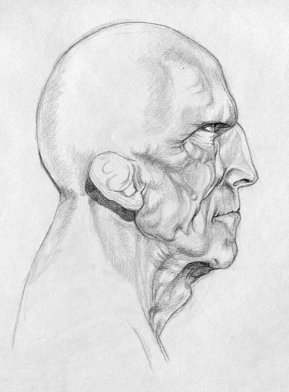 Old face old man pencil drawing